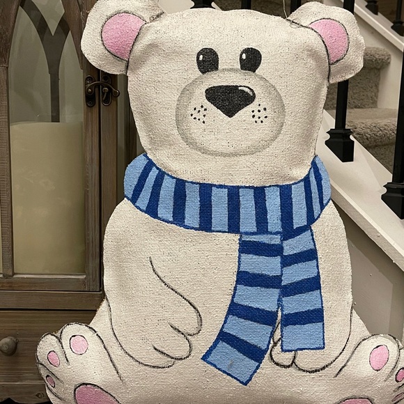 Door hanger wreath holiday valentine polar bear - Picture 3 of 10